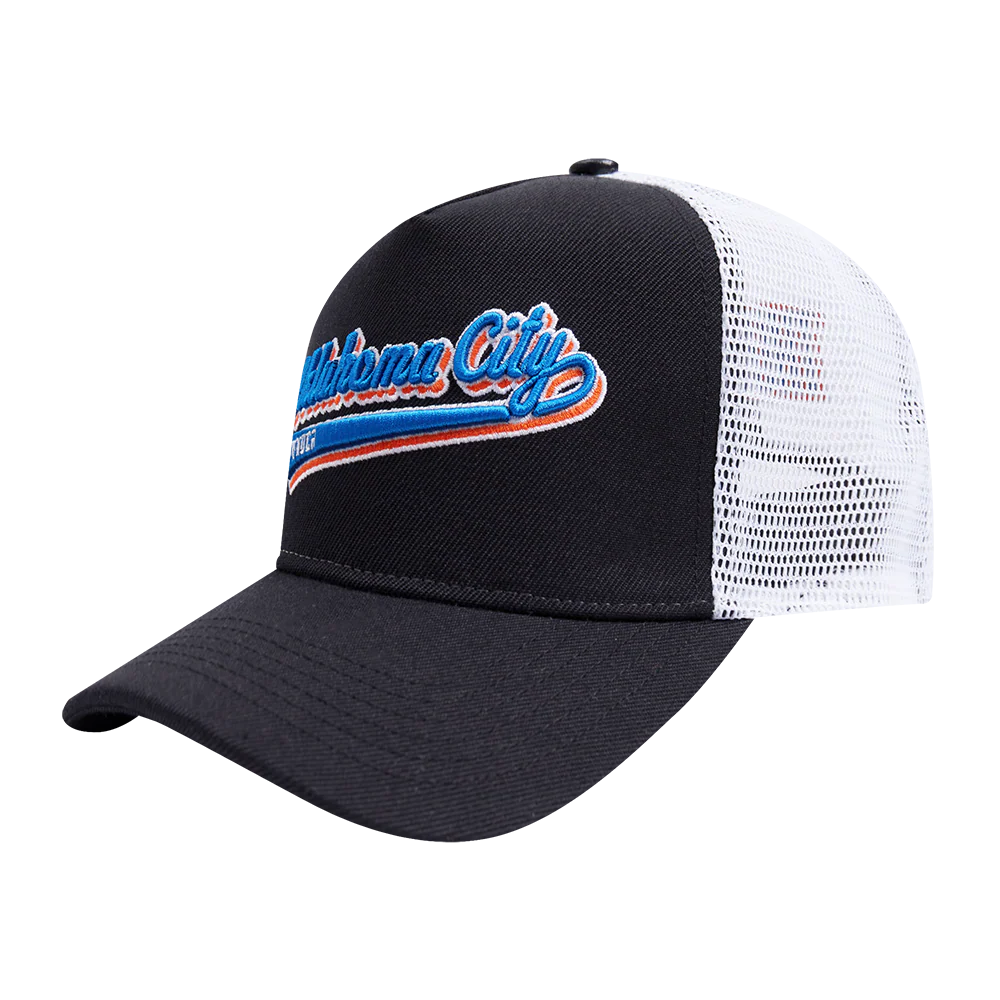 NBA OKLAHOMA CITY THUNDER SCRIPT TAIL TRUCKER HAT (BLACK) - Image 3