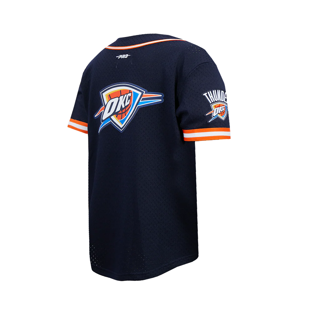 NBA OKLAHOMA CITY THUNDER SHAI GILGEOUS-ALEXANDER #2 CLASSIC MESH PNN BIG BOY'S MESH BUTTON DOWN SHIRT (MIDNIGHT NAVY/ORANGE) - Image 4