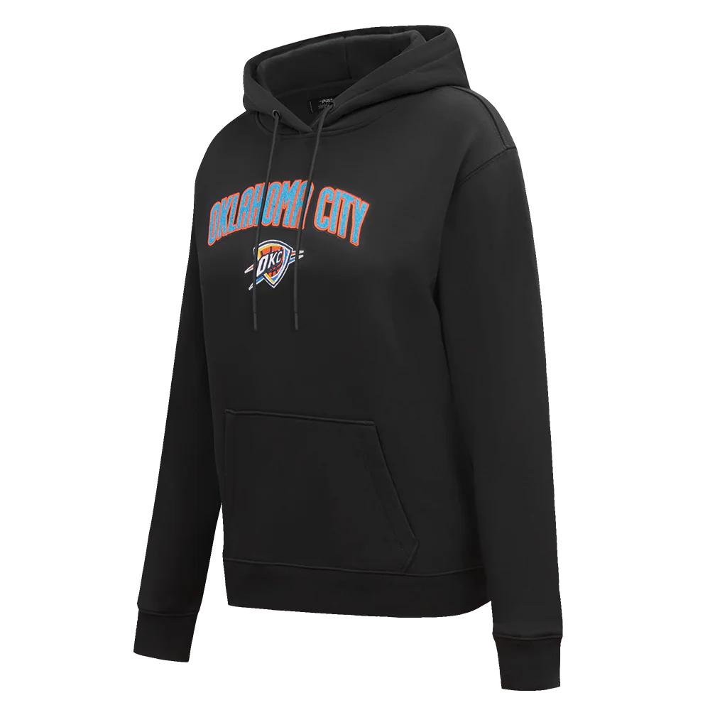 NBA OKLAHOMA CITY THUNDER CLASSIC WOMEN'S PULLOVER HOODIE (BLACK) - Image 2