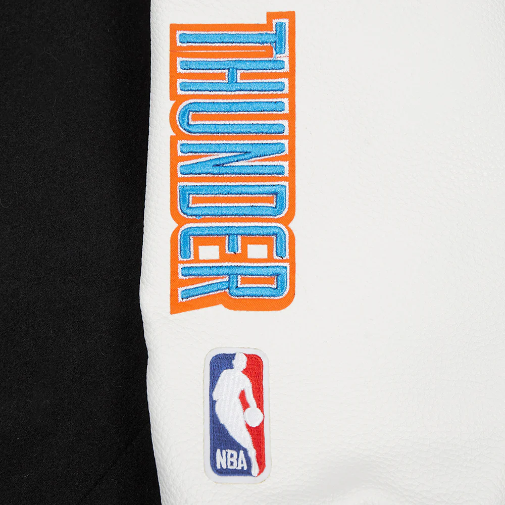 NBA OKLAHOMA CITY THUNDER CLASSIC WOMEN'S WOOL VARSITY JACKET (BLACK/WHITE) - Image 6