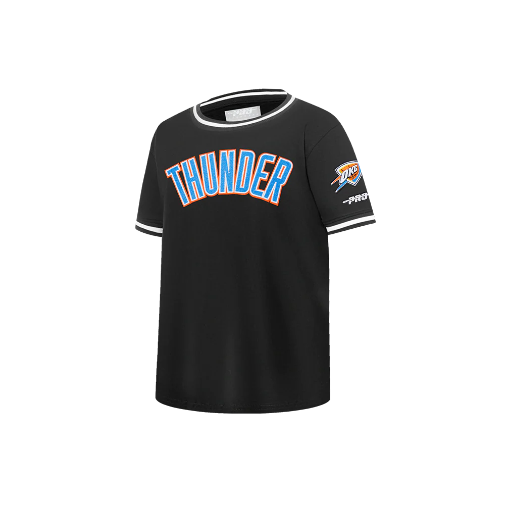 NBA OKLAHOMA CITY THUNDER CLASSIC LITTLE BOYS SHORT SLEEVE STRIPED RIB TEE (BLACK) - Image 2