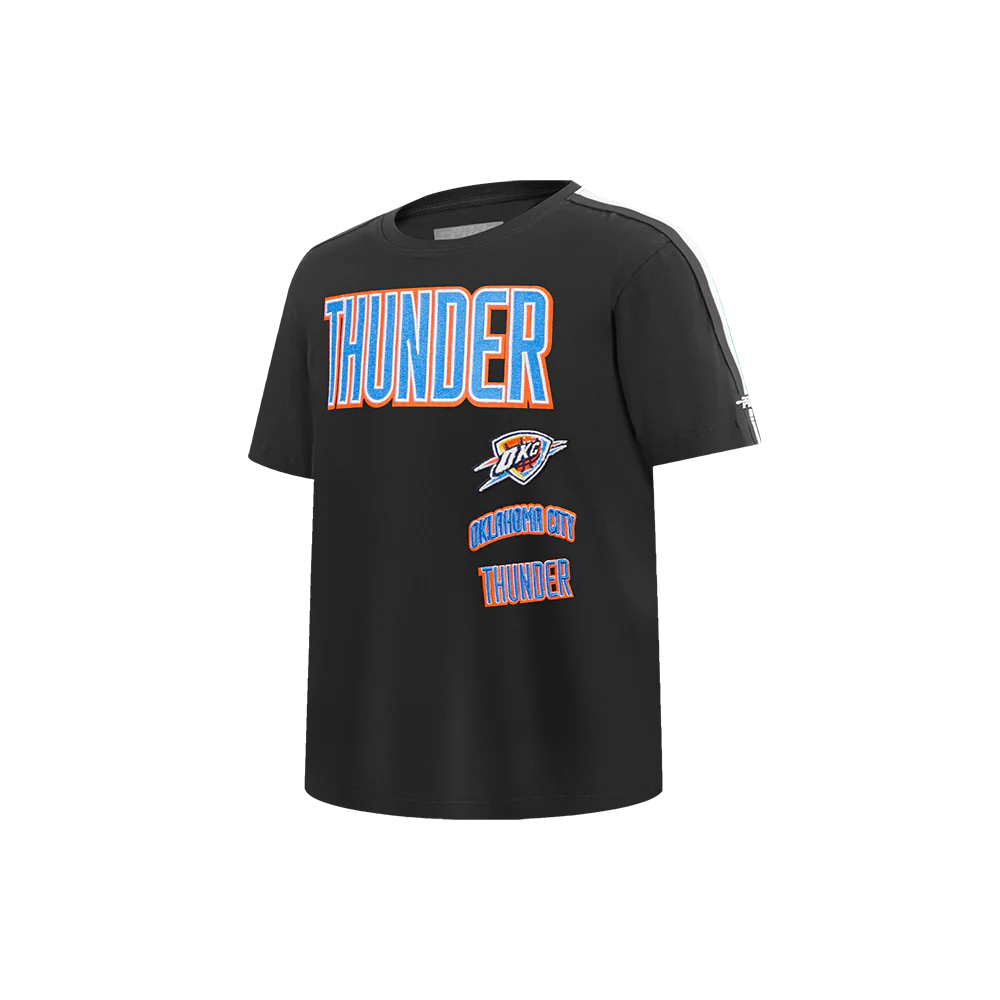 NBA OKLAHOMA CITY THUNDER RETRO CLASSIC LITTLE BOYS SHORT SLEEVE TAPING TEE (BLACK) - Image 2