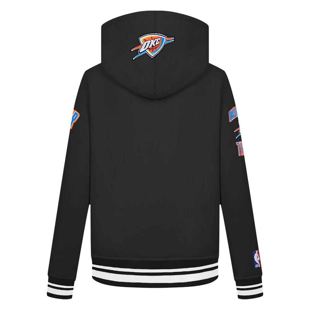NBA OKLAHOMA CITY THUNDER RETRO CLASSIC LITTLE BOYS RIB FLEECE PULLOVER HOODIE (BLACK) - Image 3