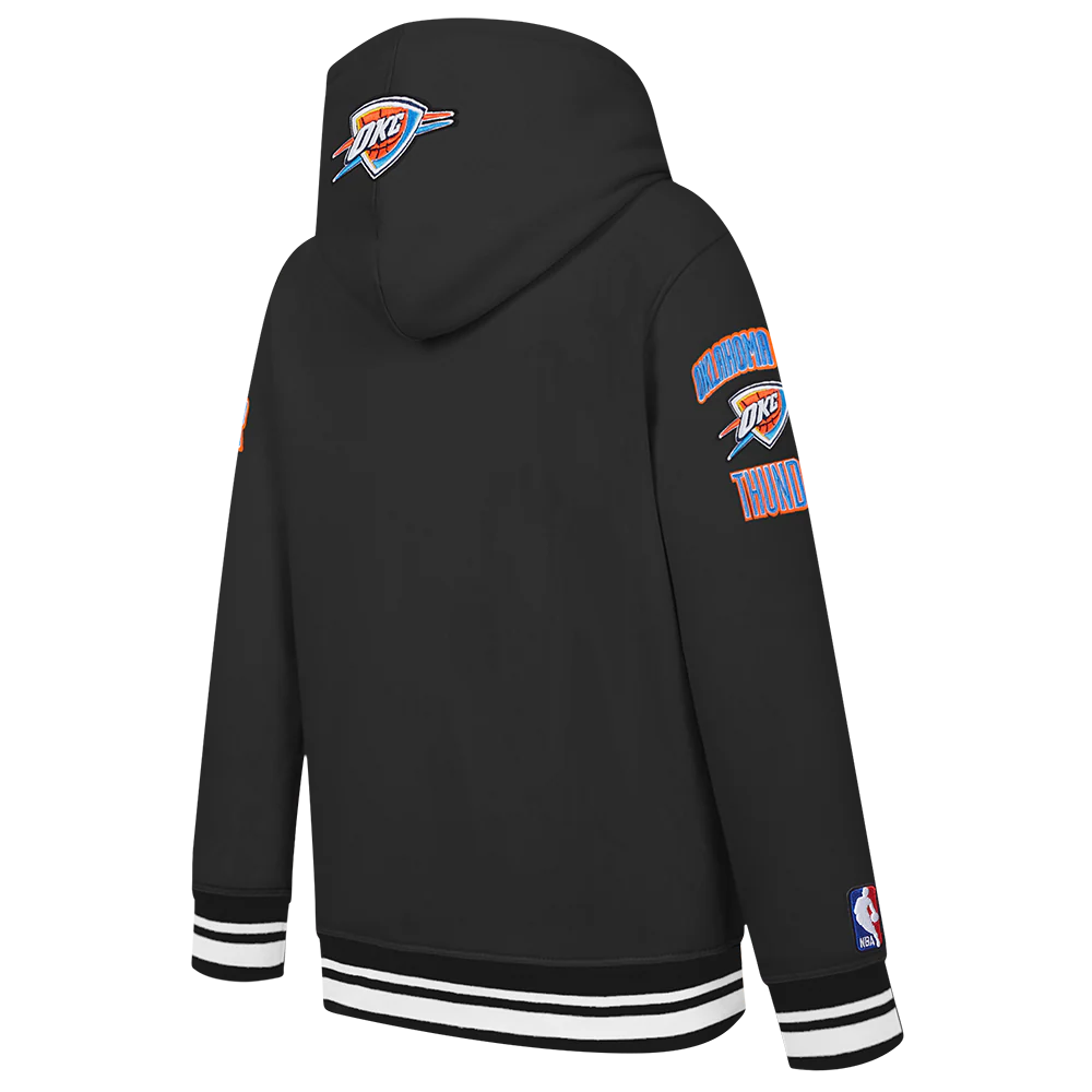 NBA OKLAHOMA CITY THUNDER RETRO CLASSIC TODDLER BOYS RIB FLEECE PULLOVER HOODIE (BLACK) - Image 4