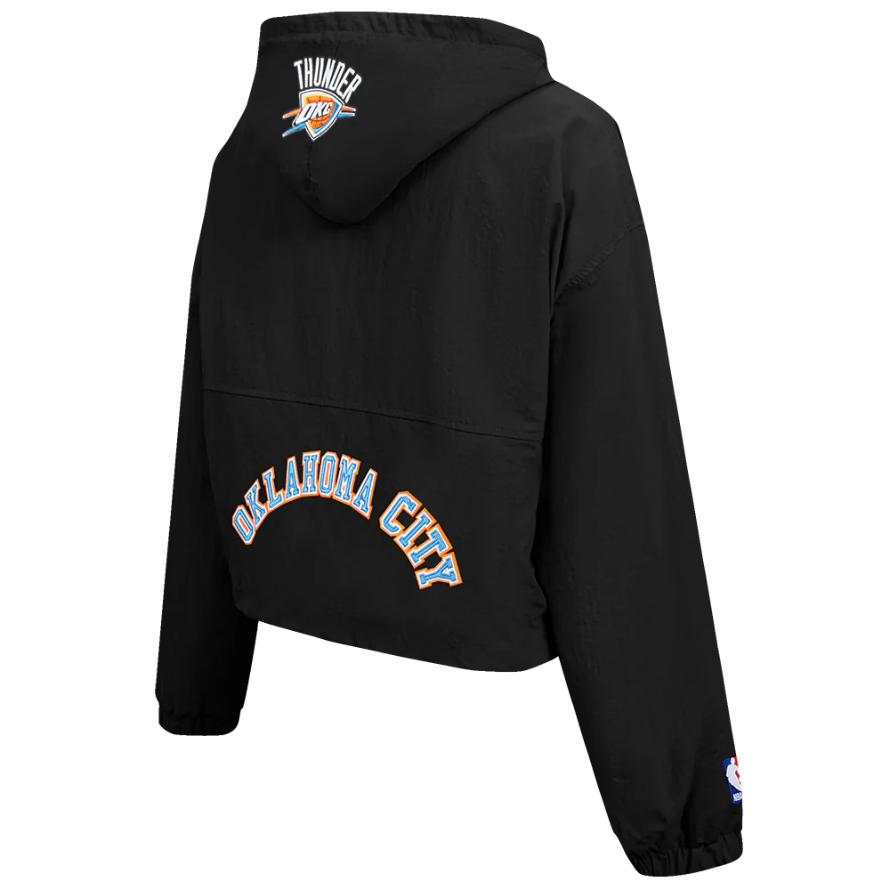 NBA OKLAHOMA CITY THUNDER CLASSIC WIND WOVEN WOMEN'S 1/2 JACKET (BLACK) - Image 4
