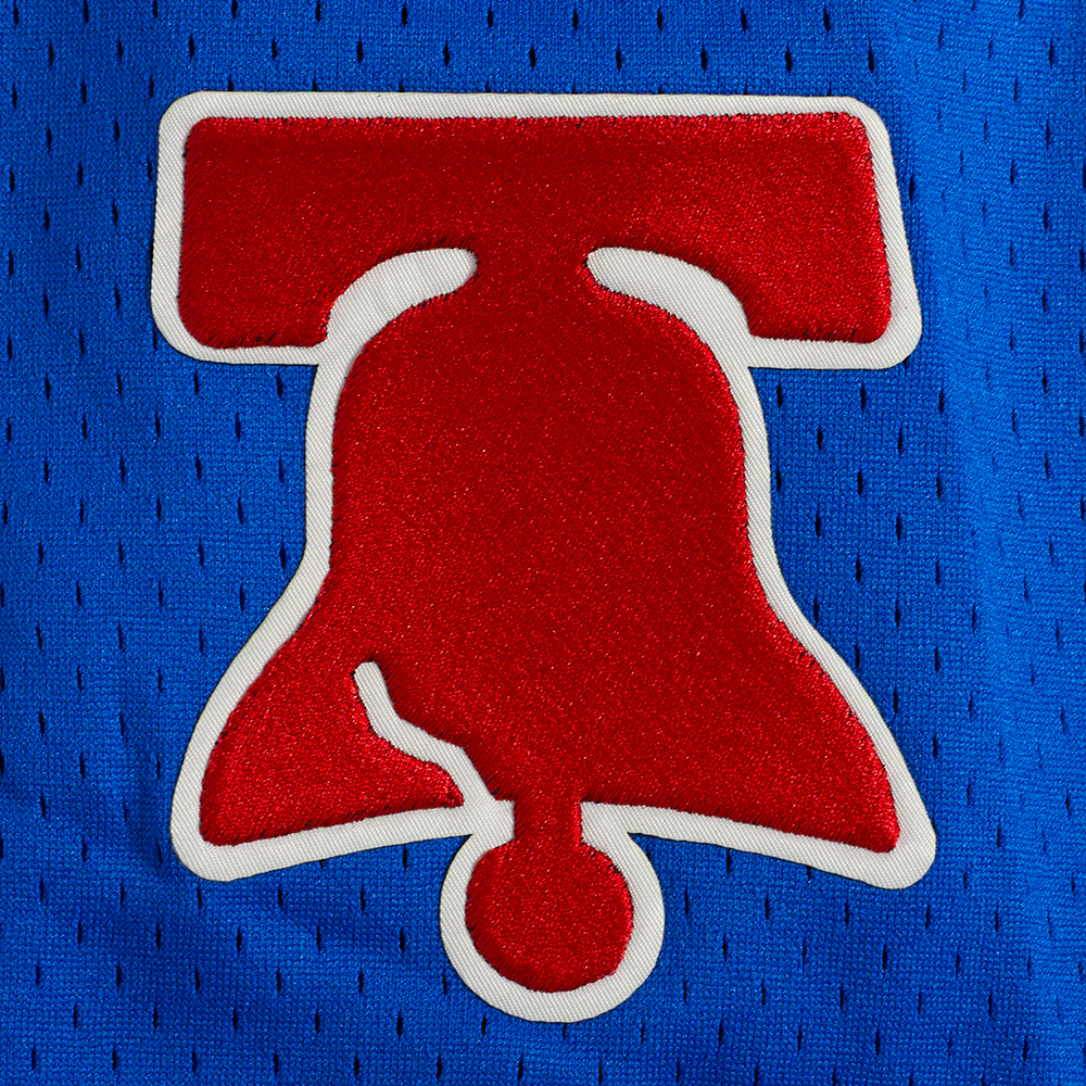 NBA PHILADELPHIA 76ERS CLASSIC MEN'S MESH BUTTON DOWN JERSEY (ROYAL BLUE/RED) - Image 7