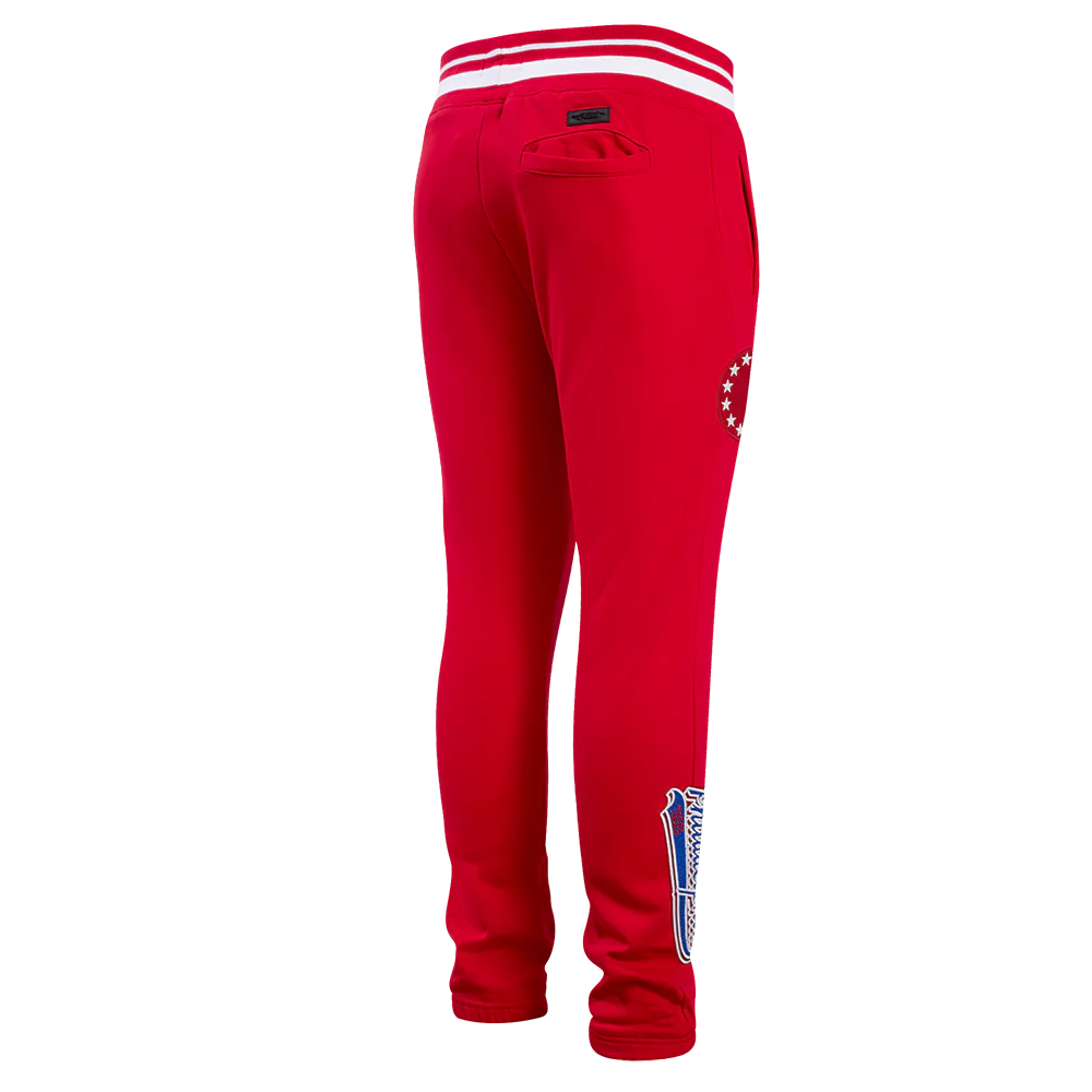 NBA PHILADELPHIA 76ers SCRIPT TAIL MEN'S RIB FLEECE SWEATPANT (RED) - Image 3