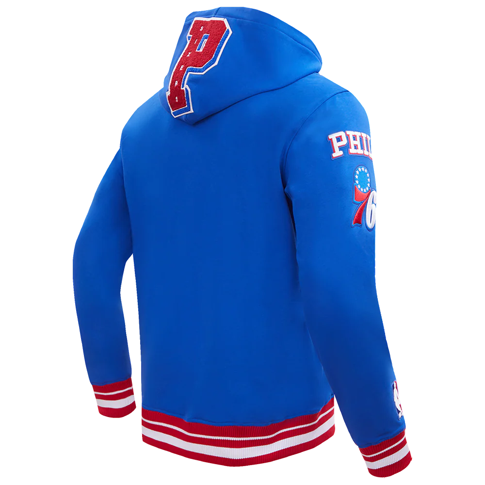 NBA PHILADELPHIA 76ERS MASHUP MEN'S RIB PULLOVER HOODIE (ROYAL BLUE/RED) - Image 4