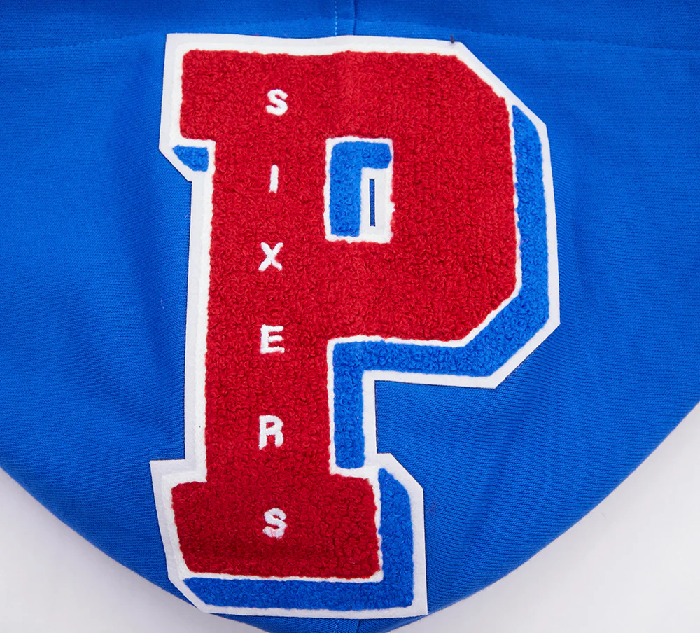 NBA PHILADELPHIA 76ERS MASHUP MEN'S RIB PULLOVER HOODIE (ROYAL BLUE/RED) - Image 5
