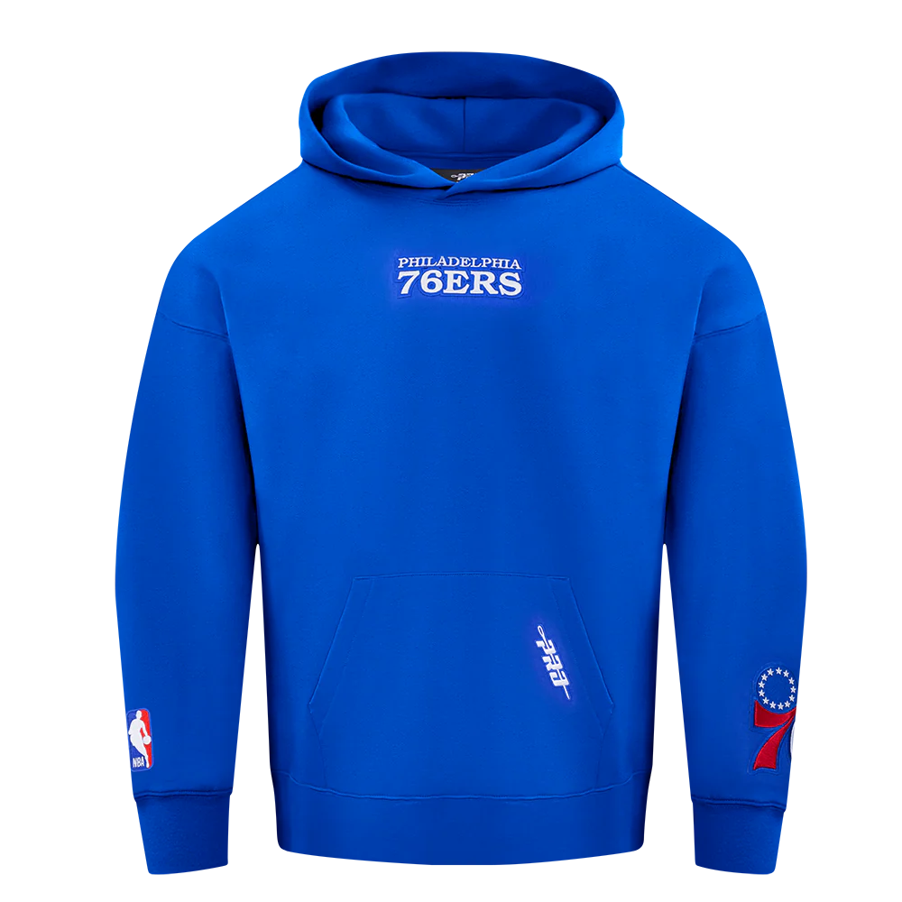 NBA PHILADELPHIA 76ERS WINGSPAN MEN'S DROP SHOULDER FLEECE PULLOVER HOODIE (ROYAL BLUE) - Image 2