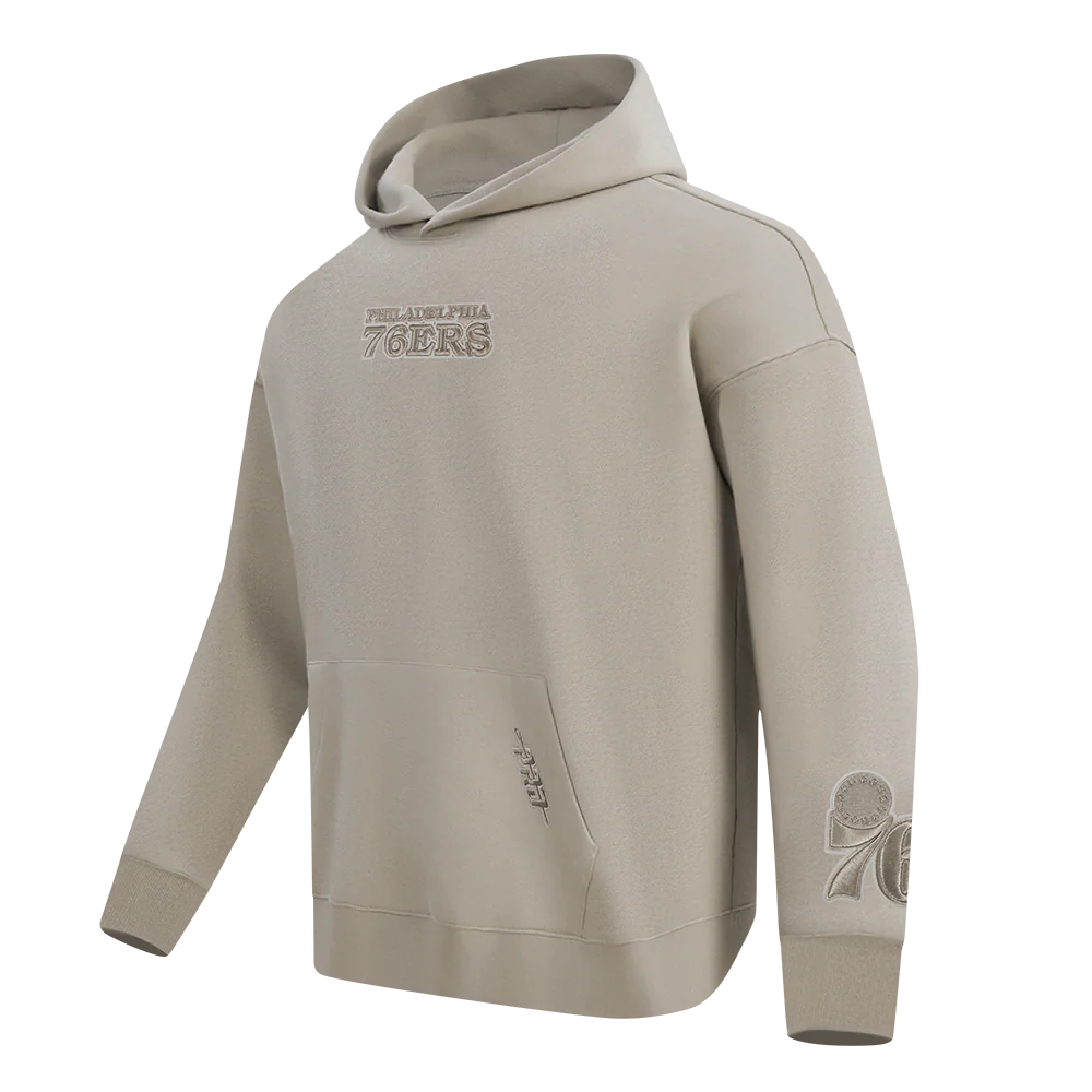 NBA PHILADELPHIA 76ERS WINGSPAN MEN'S DROP SHOULDER FLEECE PULLOVER HOODIE (TAUPE) - Image 3