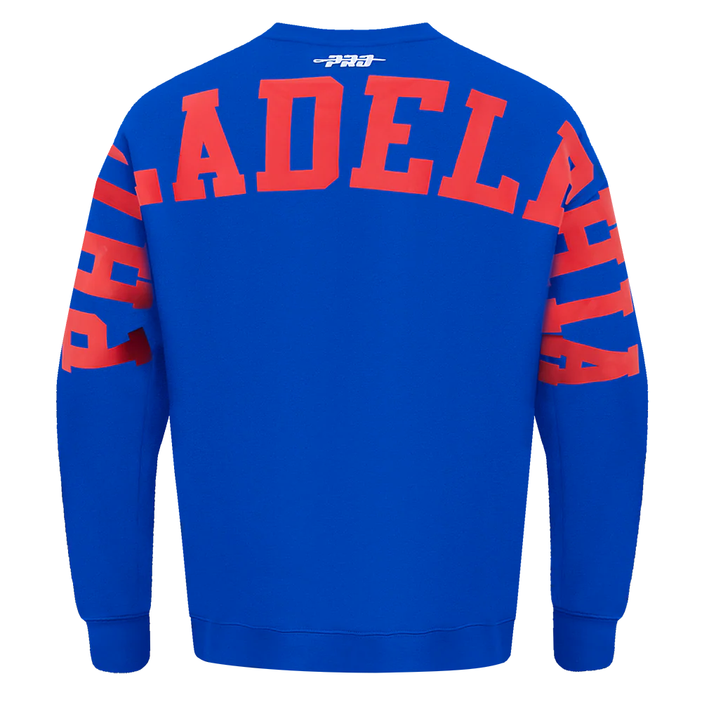 NBA PHILADELPHIA 76ERS WINGSPAN MEN'S DROP SHOULDER FLEECE CREWNECK (ROYAL BLUE) - Image 4