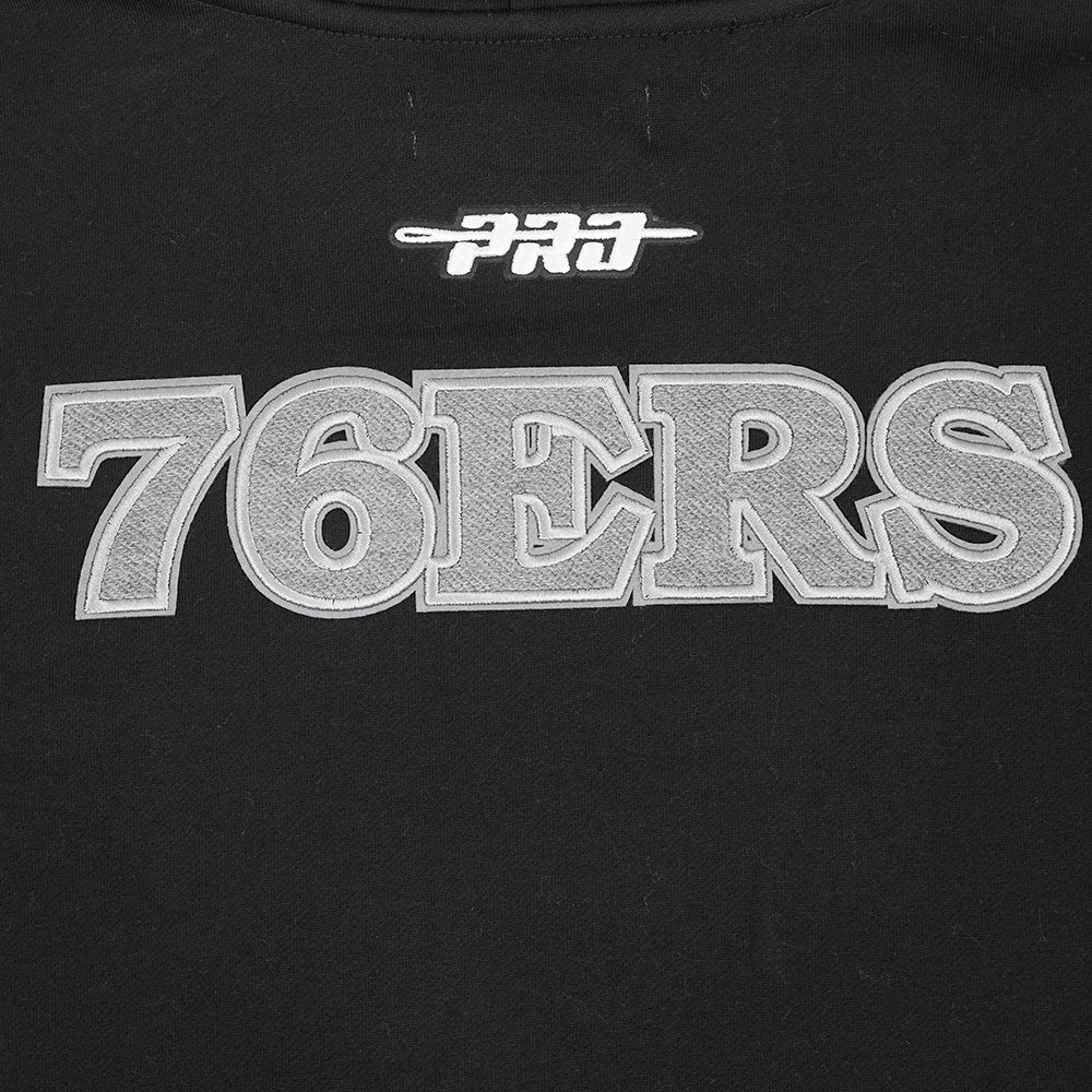 NBA PHILADELPHIA 76ERS REVERSE FRENCH TERRY MEN'S DROP SHOULDER FLC (BLACK) - Image 9