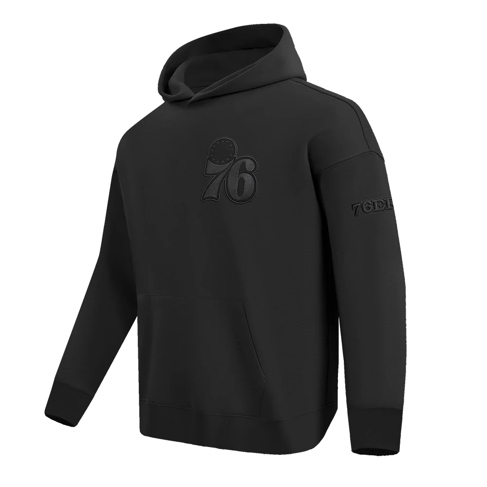 NBA PHILADELPHIA 76ERS NEUTRAL DROP SHOULDER FLEECE PULLOVER HOODIE (BLACK) - Image 9
