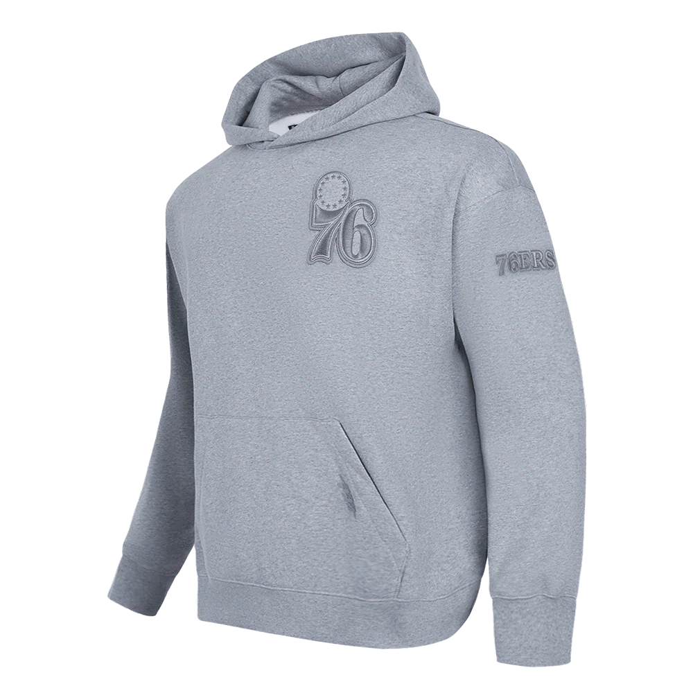 NBA PHILADELPHIA 76ERS NEUTRAL MEN'S DROP SHOULDER FLEECE PULLOVER HOODIE (DARK HEATHER GRAY) - Image 2