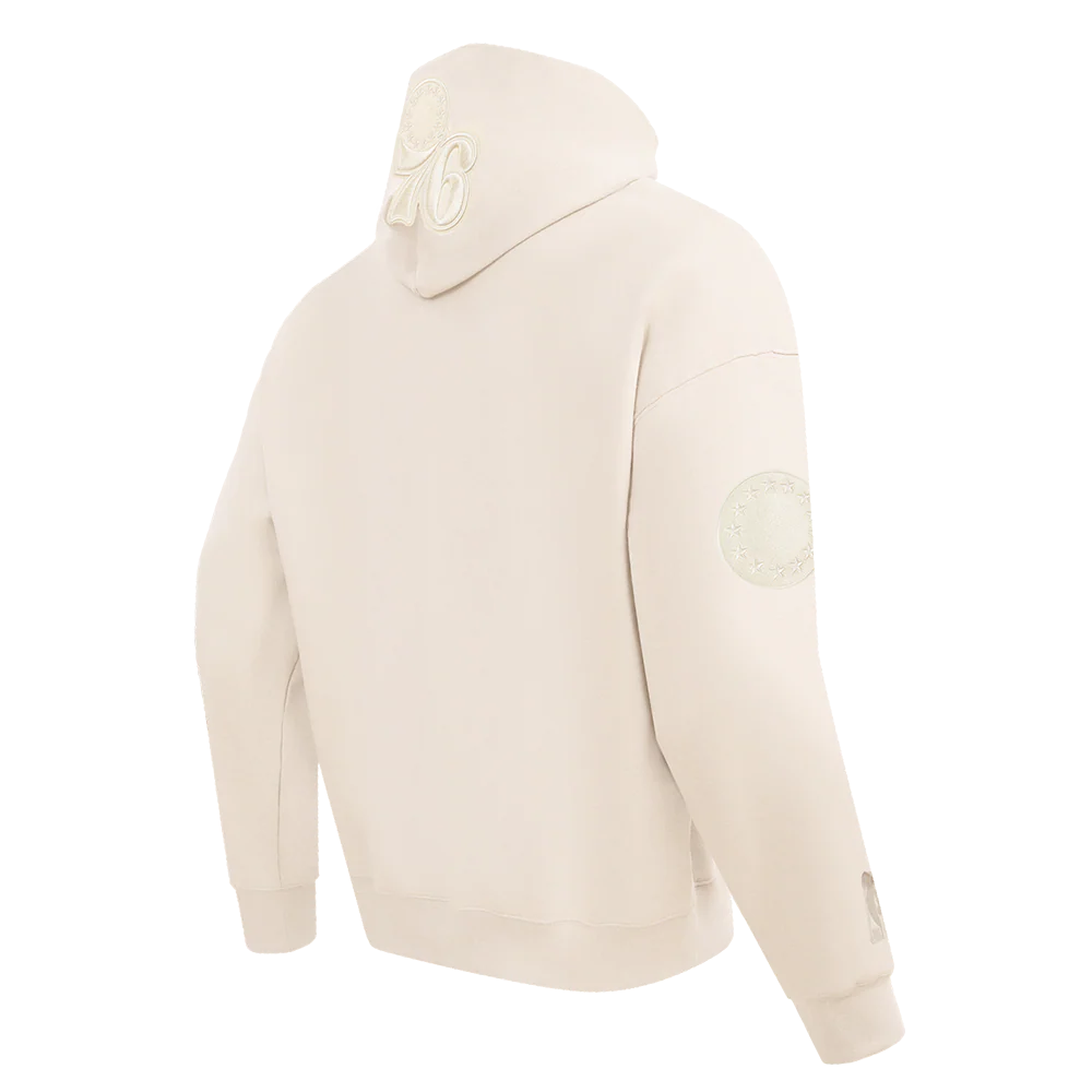 NBA PHILADELPHIA 76ERS NEUTRAL DROP SHOULDER MEN'S PULLOVER HOODIE (EGGSHELL) - Image 12