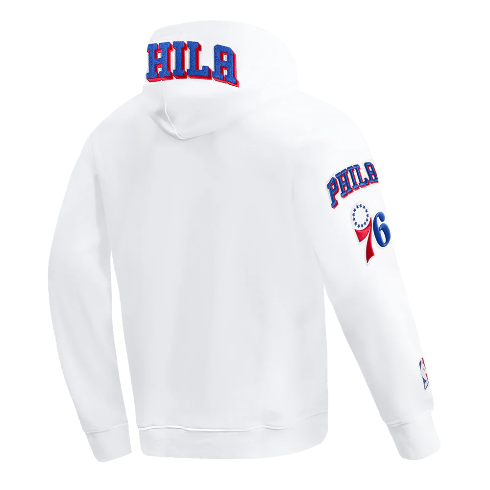 NBA PHILADELPHIA 76ERS CLASSIC CHENILLE MEN'S PULLOVER HOODIE (WHITE) - Image 4