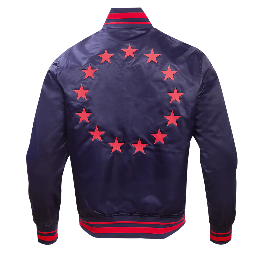 NBA PHILADELPHIA 76ERS CHEST CITY OF BROTHERLY LOVE MEN'S RIB SATIN JACKE (MIDNIGHT NAVY/RED/MIDNIGHT NAVY) - Image 3