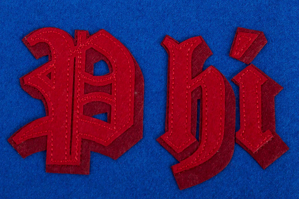 NBA PHILADELPHIA 76ERS OLD ENGLISH MEN'S RIB WOOL VARSITY JACKET (ROYAL BLUE/RED) - Image 6