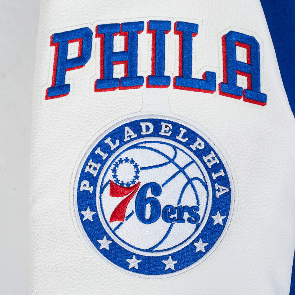 NBA PHILADELPHIA 76ERS CLASSIC WOOL MEN'S VARSITY JACKET (ROYAL/WHITE) - Image 7