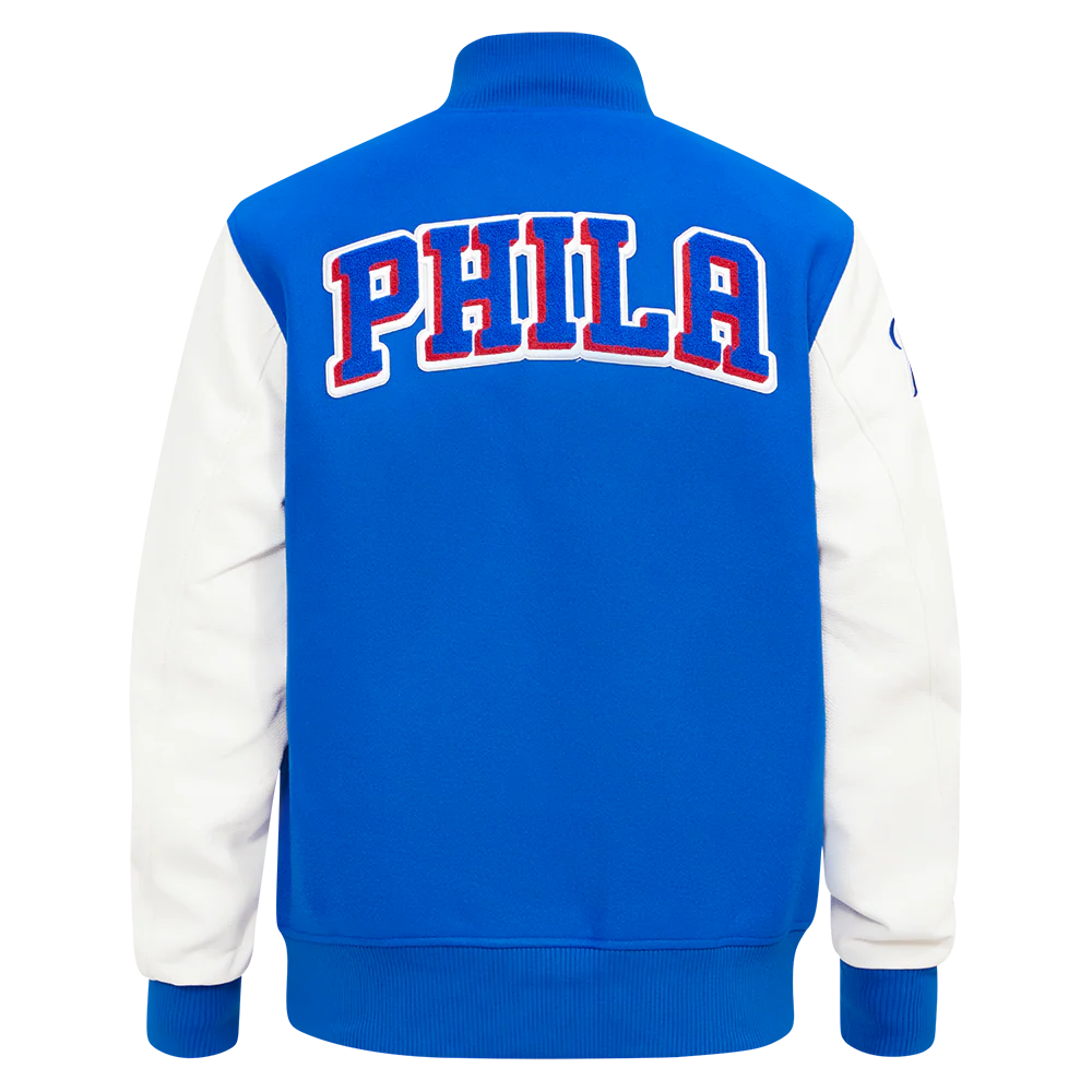 NBA PHILADELPHIA 76ers CLASSIC MEN'S WOOL VARSITY JACKET (ROYAL BLUE/WHITE) - Image 3