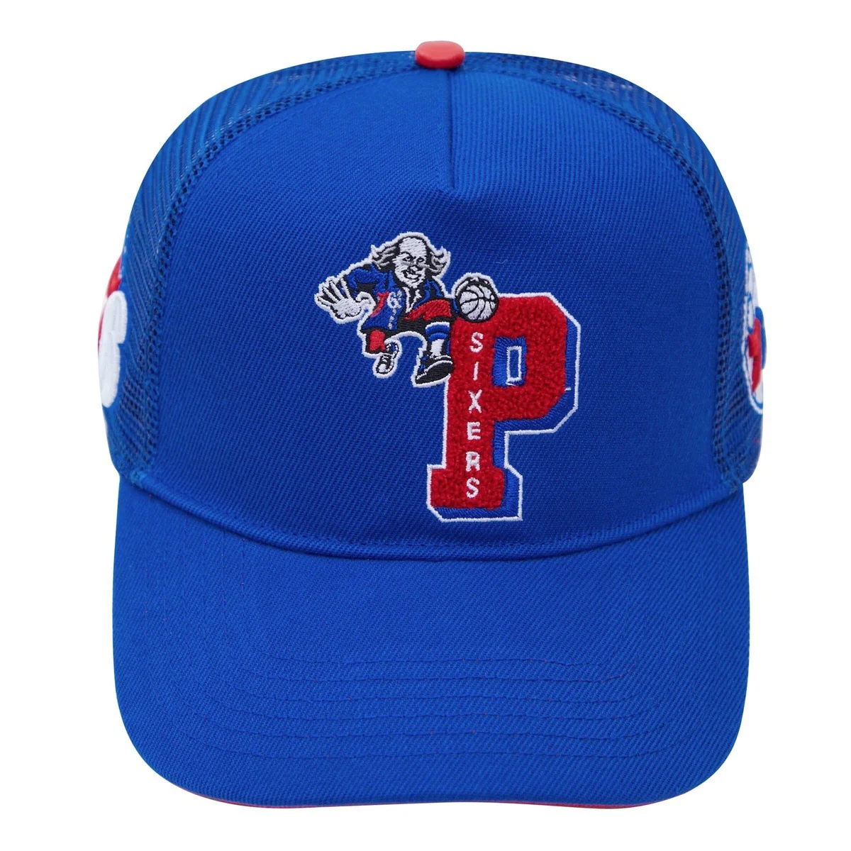 NBA PHILADELPHIA 76ERS MASHUP UNISEX TRUCKER HAT (ROYAL BLUE)