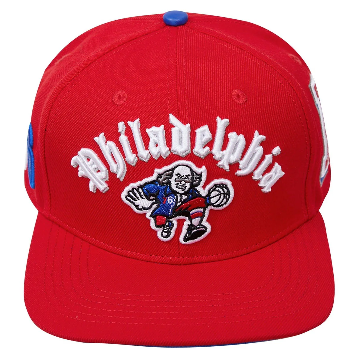 NBA PHILADELPHIA 76ERS OLD ENGLISH UNISEX SNAPBACK HAT (RED)
