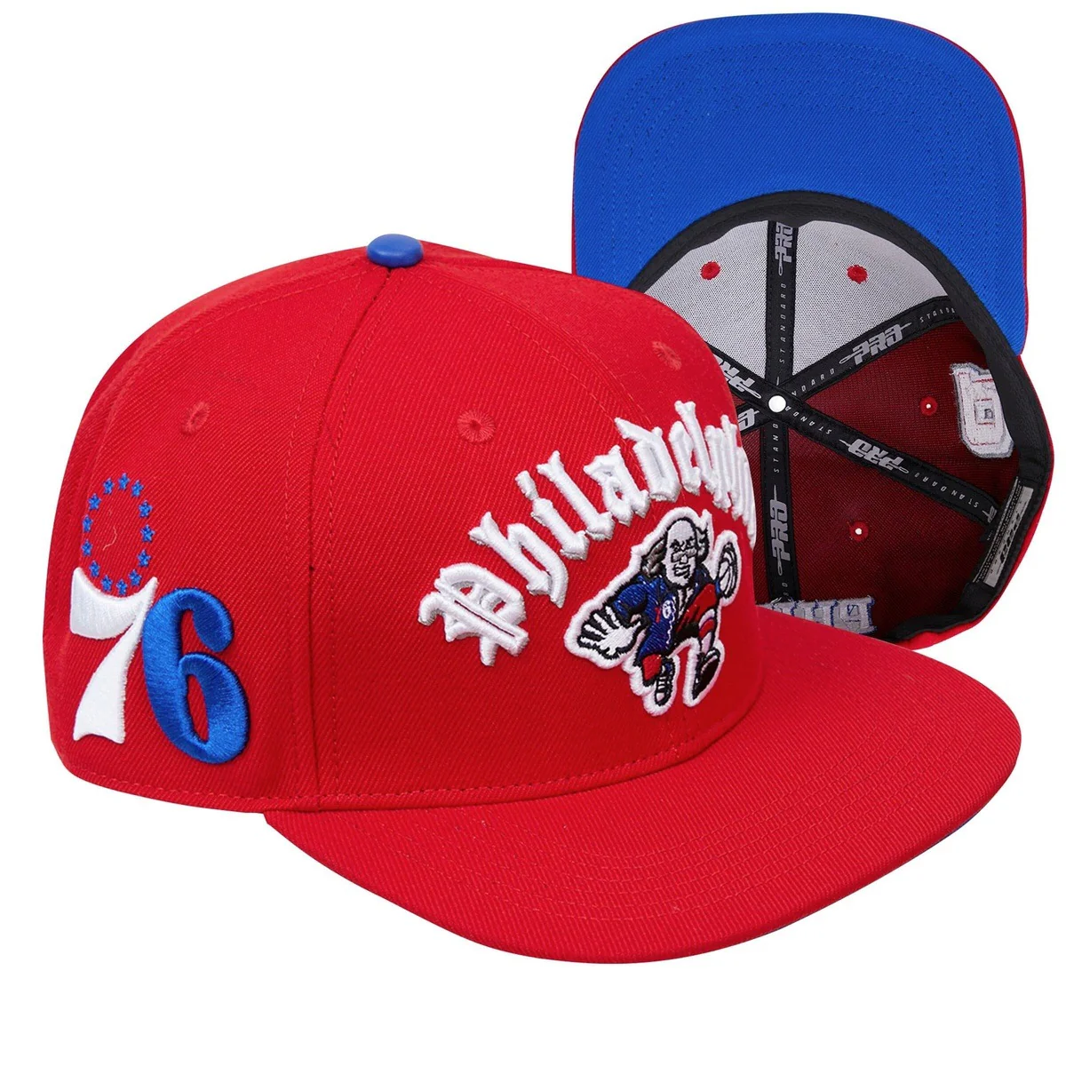 NBA PHILADELPHIA 76ERS OLD ENGLISH UNISEX SNAPBACK HAT (RED) - Image 3
