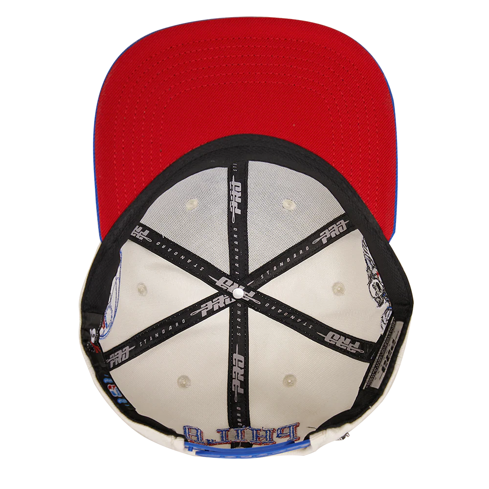 NBA PHILADELPHIA 76ERS RETRO CLASSIC UNISEX PRIMARY LOGO WOOL SNAPBACK (EGGSHELL/ ROYAL BLUE) - Image 5