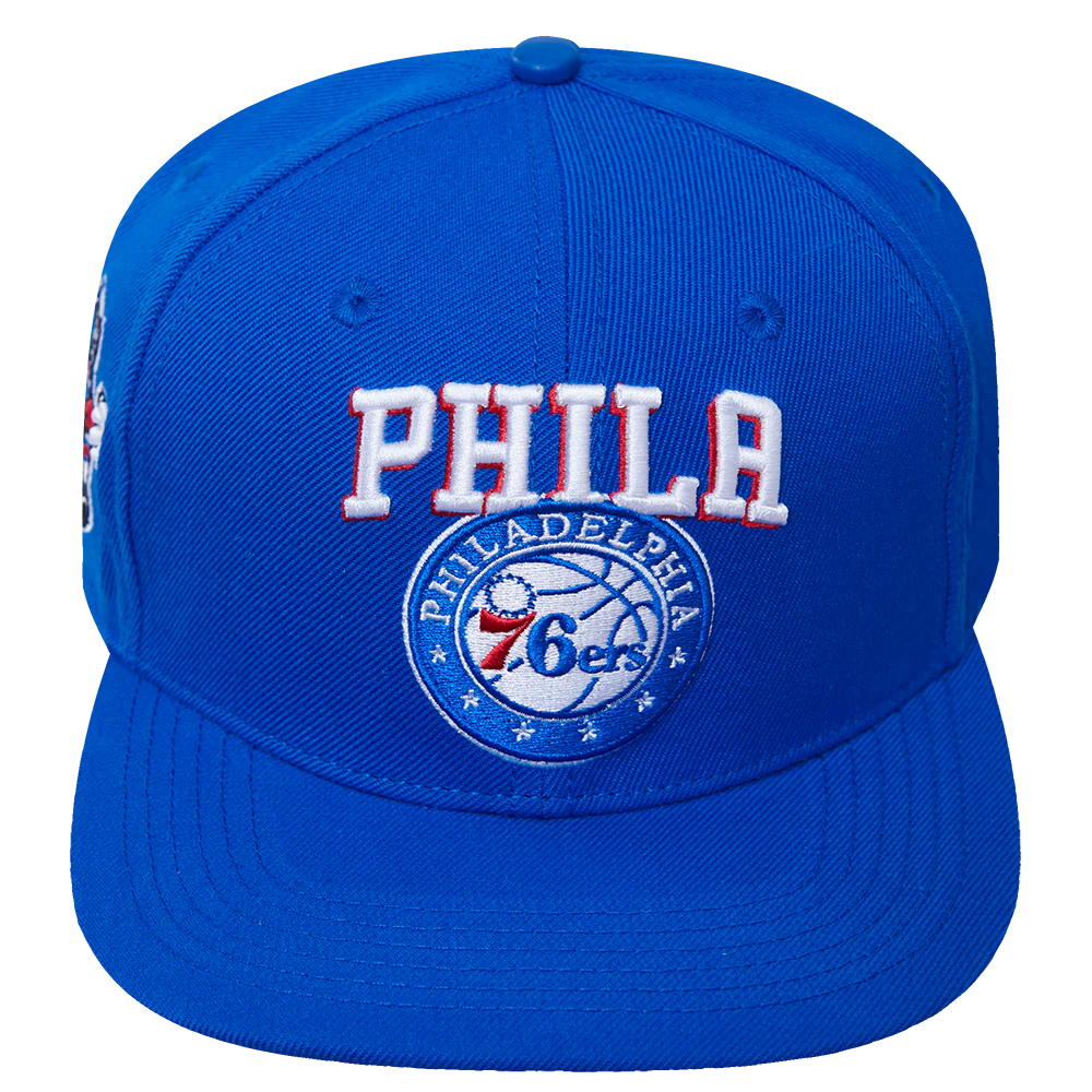 NBA PHILADELPHIA 76ERS RETRO CLASSIC UNISEX LOGO WOOL SNAPBACK HAT (ROYAL BLUE)