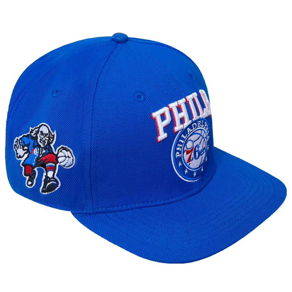 NBA PHILADELPHIA 76ERS RETRO CLASSIC UNISEX LOGO WOOL SNAPBACK HAT (ROYAL BLUE) - Image 3