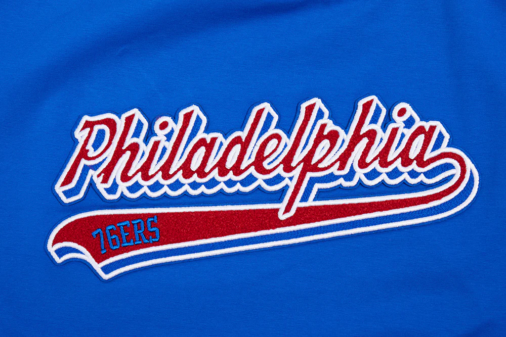 NBA PHILADELPHIA 76ers SCRIPT TAIL WOMEN'S SINGLE JERSEY BOXY TEE (ROYAL BLUE) - Image 5