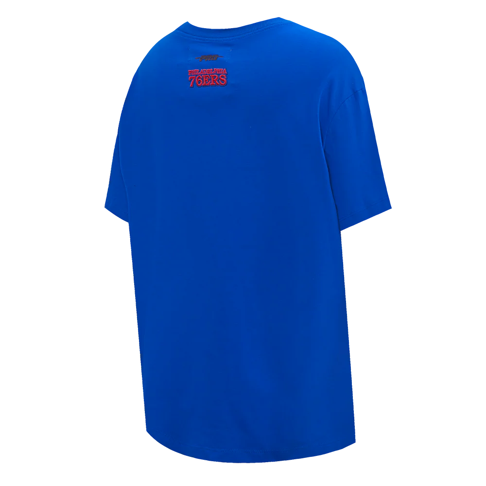 NBA PHILADELPHIA 76ers SCRIPT TAIL WOMEN'S BOYFRIEND TEE (ROYAL BLUE) - Image 3