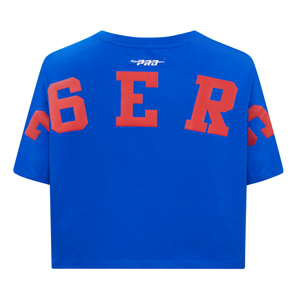PHILADELPHIA 76ERS WINGSPAN WOMEN'S SJ BOXY TEE (ROYAL BLUE)