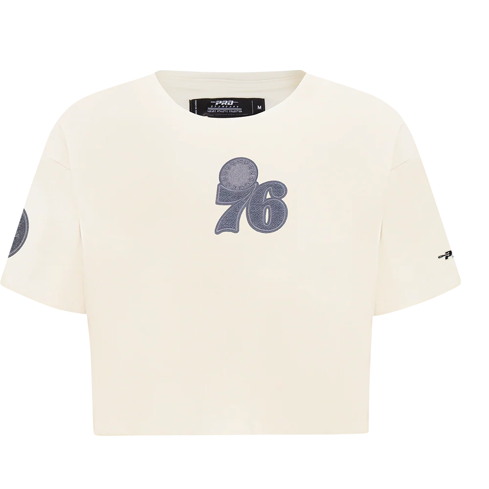 NBA PHILADELPHIA 76ERS REVERSE FRENCH TERRY WOMEN'S SJ BOXY TEE (EGGSHELL)