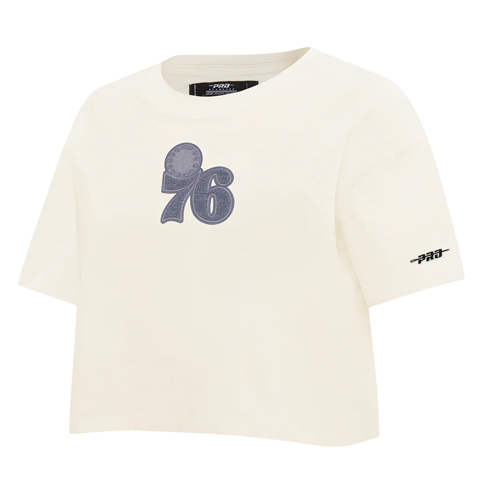 NBA PHILADELPHIA 76ERS REVERSE FRENCH TERRY WOMEN'S SJ BOXY TEE (EGGSHELL) - Image 2