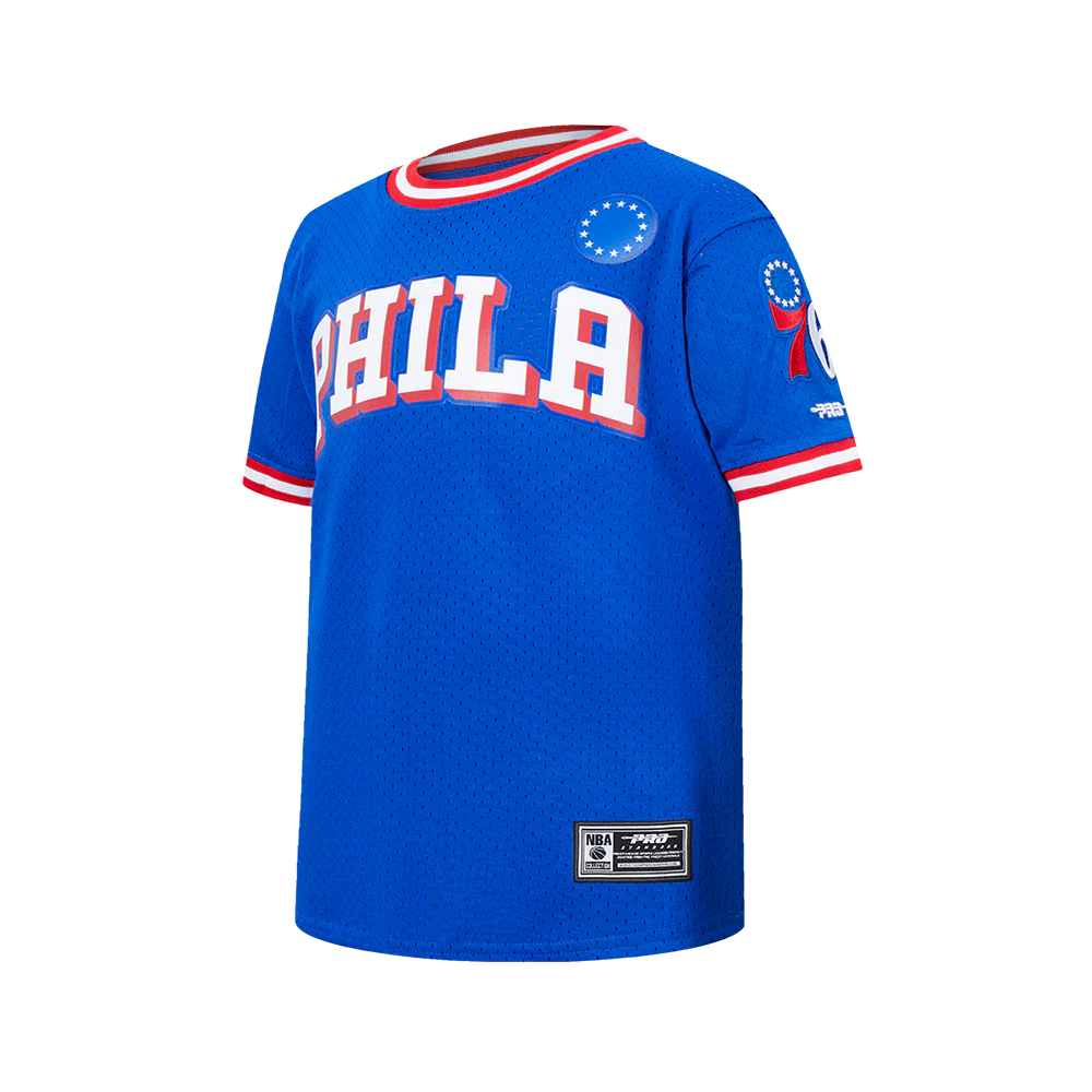 NBA PHILADELPHIA 76ERS CLASSIC BIG BOYS SHORT SLEEVE MESH TEE (ROYAL BLUE/RED) - Image 2
