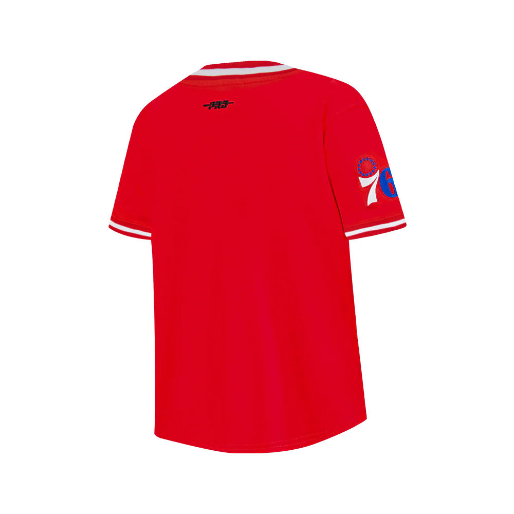 NBA PHILADELPHIA 76ERS CLASSIC BIG BOYS SS STRIPED RIB TEE (RED) - Image 4