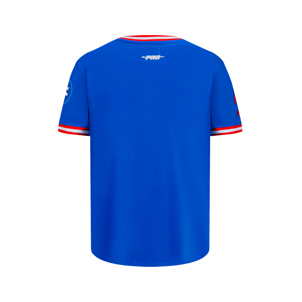 NBA PHILADELPHIA 76ERS RETRO CLASSIC BIG BOY'S SS STRIPED RIB TEE (ROYAL BLUE/RED) - Image 3