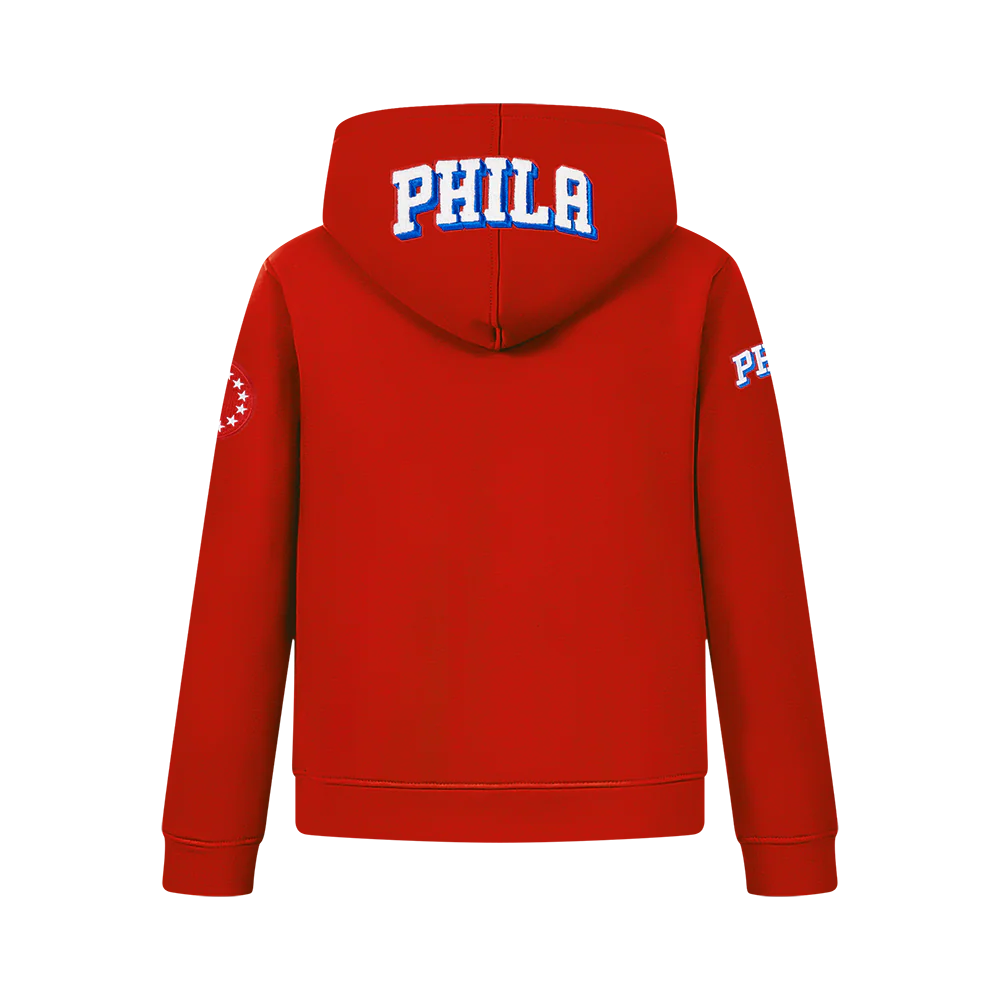 NBA PHILADELPHIA 76ERS CLASSIC BIG BOYS FLC FZ PO HOODIE (RED) - Image 3