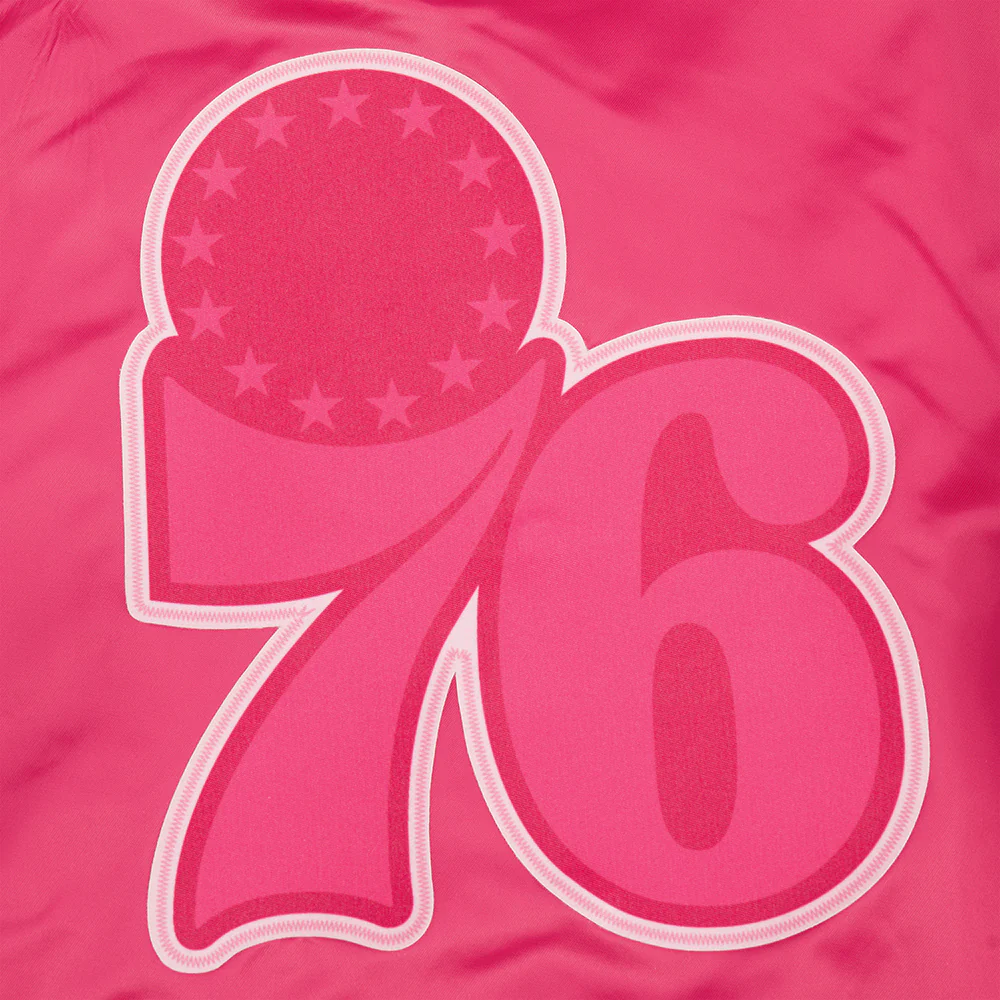 NBA PHILADELPHIA 76ERS TRIPLE PINK BIG GIRLS SATIN JACKET (BEETROOT PURPLE) - Image 8