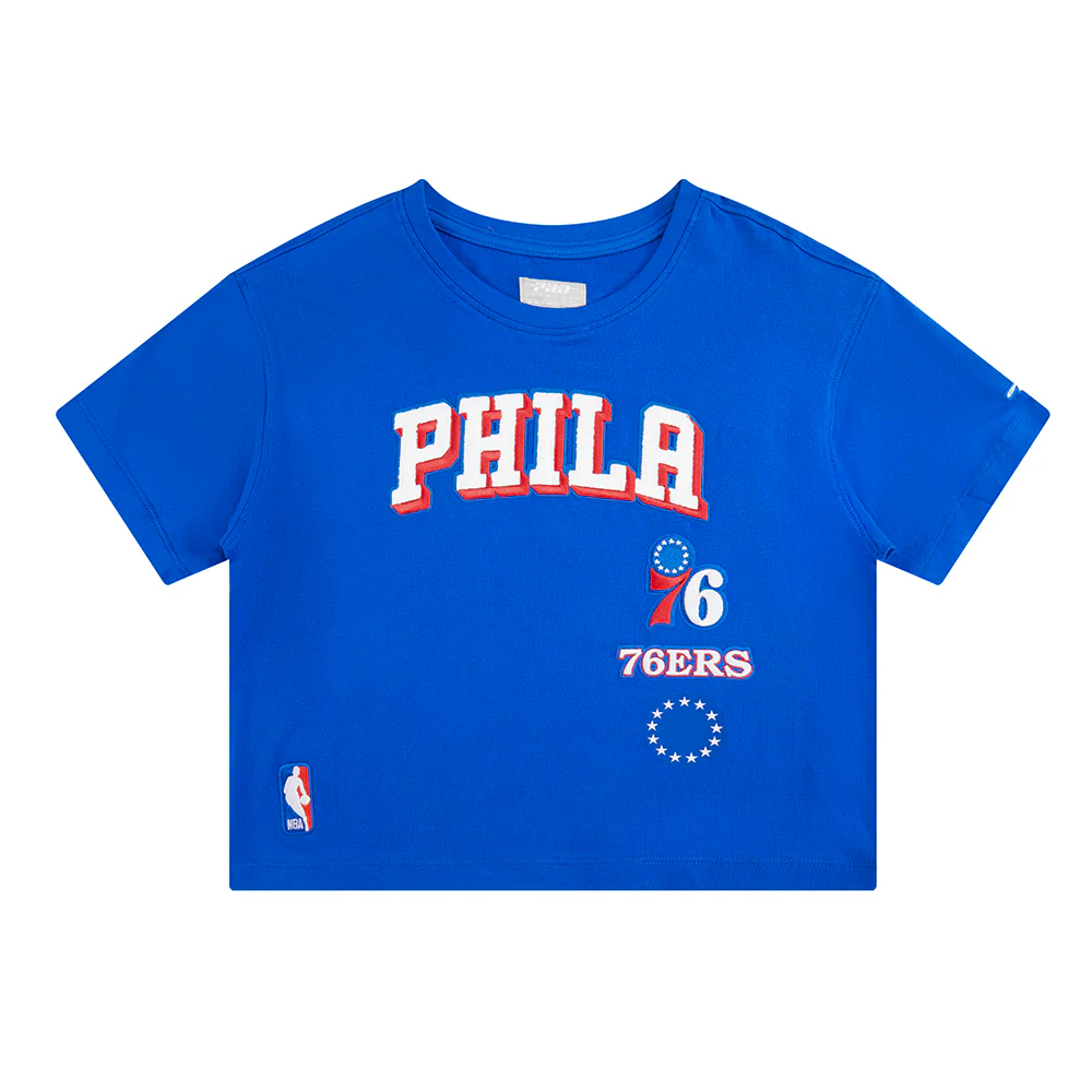 NBA PHILADELPHIA 76ERS RETRO CLASSIC BIG GIRLS SHORT SLEEVE BOXY TEE (ROYAL BLUE) - Image 3