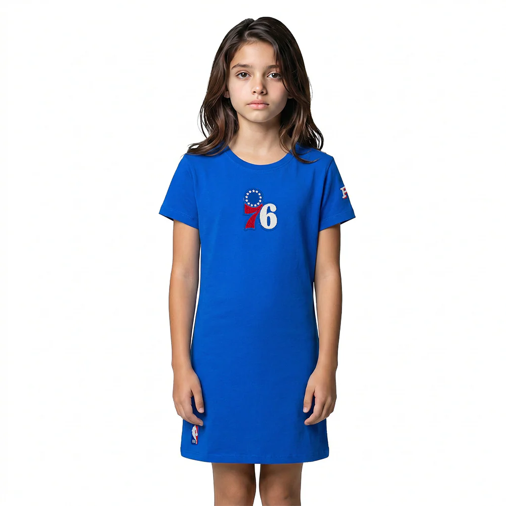NBA PHILADELPHIA 76ERS CLASSIC BIG GIRLS TEE DRESS (ROYAL BLUE)
