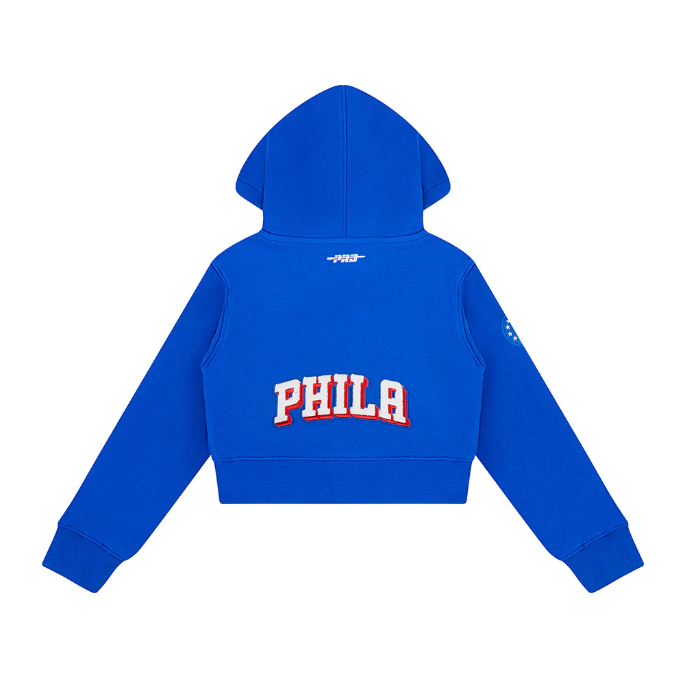 NBA PHILADELPHIA 76ERS CLASSIC BIG GIRLS FLEECE FULL ZIP HOODIE (ROYAL BLUE) - Image 4