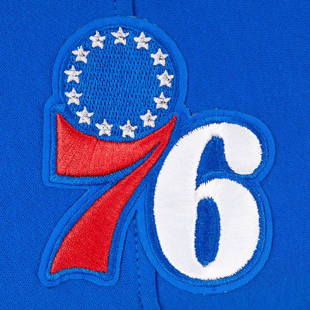 NBA PHILADELPHIA 76ERS RETRO CLASSIC BIG GIRLS RIB FLEECE PULLOVER HOODIE (ROYAL BLUE/RED) - Image 9