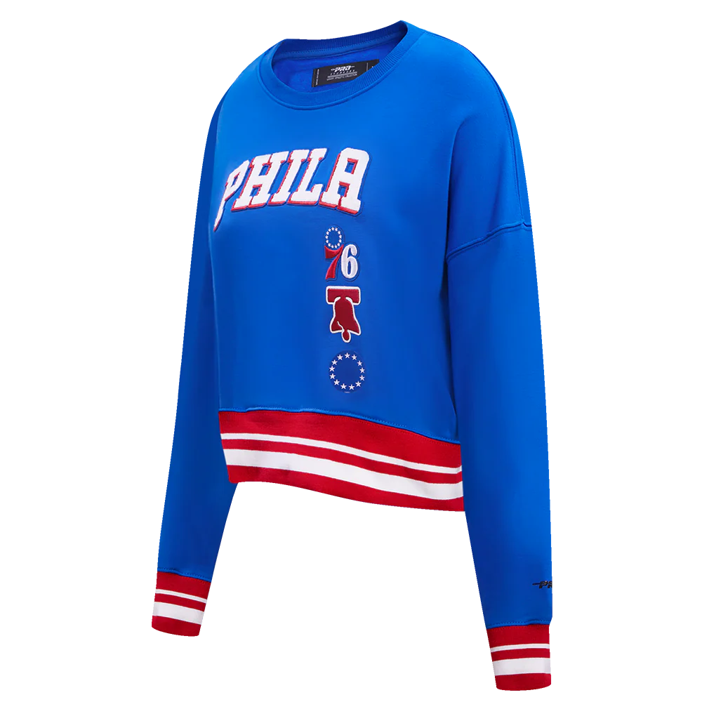 NBA PHILADELPHIA 76ERS RETRO CLASSIC WOMEN'S CREWNECK (ROYAL BLUE/RED) - Image 2
