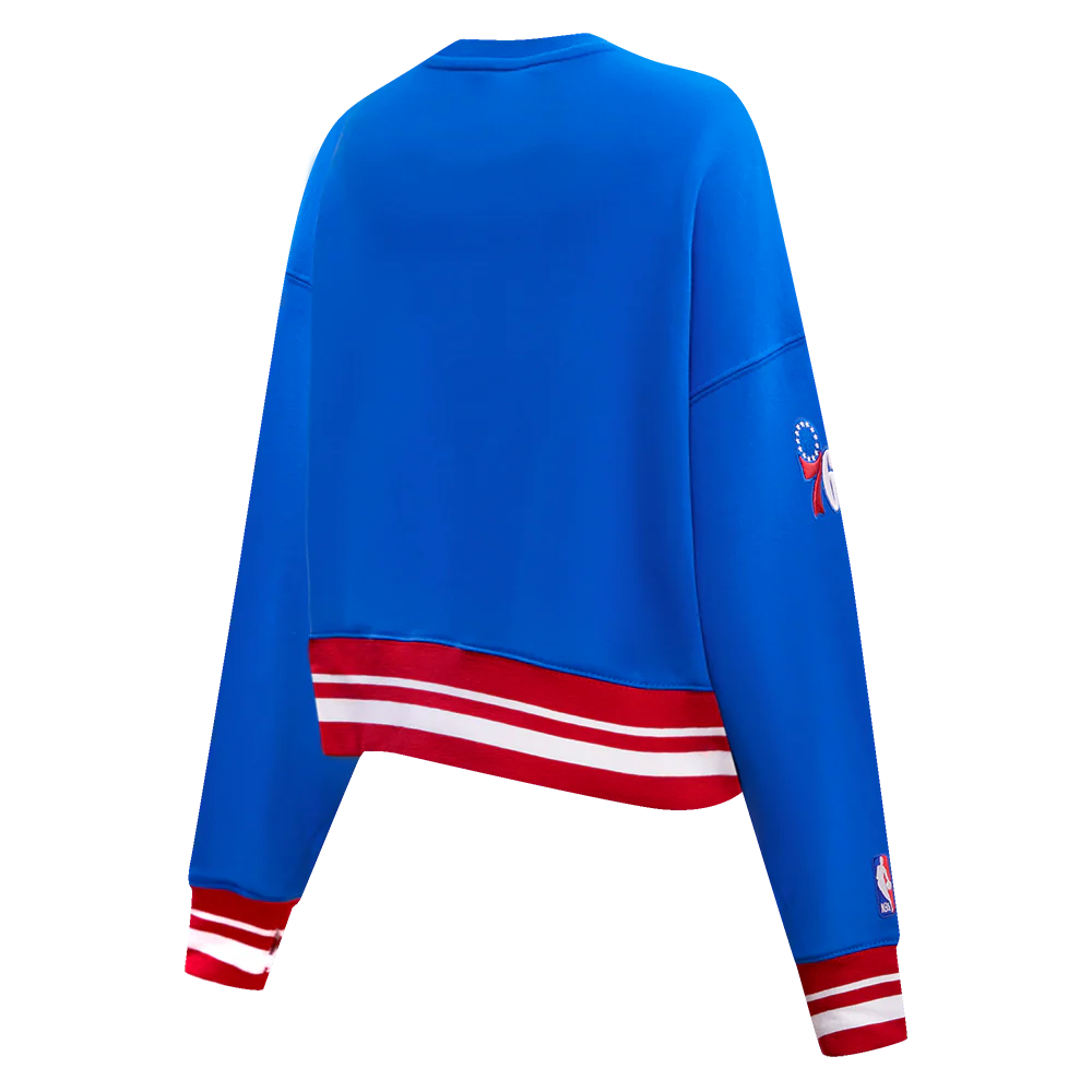 NBA PHILADELPHIA 76ERS RETRO CLASSIC WOMEN'S CREWNECK (ROYAL BLUE/RED) - Image 3