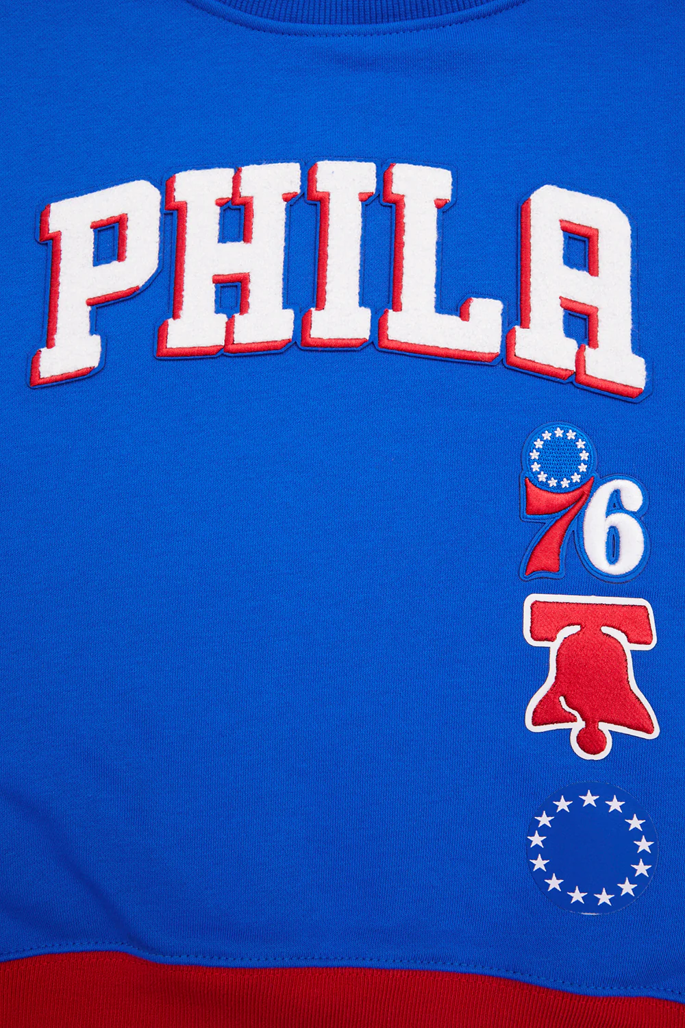NBA PHILADELPHIA 76ERS RETRO CLASSIC WOMEN'S CREWNECK (ROYAL BLUE/RED) - Image 5