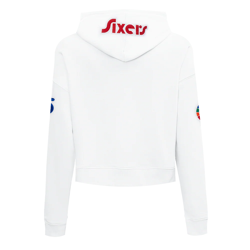 NBA PHILADELPHIA 76ERS CITY EDITION 24-25 WOMEN'S FLEECE CROPPED PULLOVER HOODI (WHITE) - Image 3