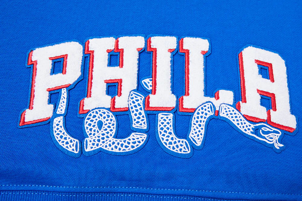 NBA PHILADELPHIA 76ERS CLASSIC WOMEN'S CROPPED PULLOVER HOODIE (ROYAL BLUE) - Image 7